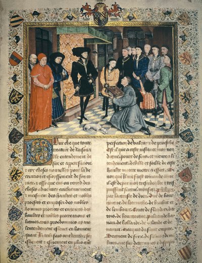 Jean Wauquelin (1452'de öldü), Hainaut günlüklerinin Burgundy'li III.Philip'e çevirisini sunar. by Rogier van der Weyden