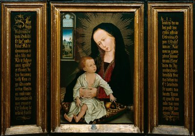 Salve Regina (Salve, Ey Kraliçe, Katolik duası), Bakire ve Çocuğun armut tutan temsili (tahta üzerine yağ) by Rogier van der Weyden