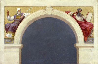 Saint-François-Xavier kilisesi için eskiz: Musa ve Harun, 1874 ve 1876 yılları arasında (tuval üzerine yağlıboya) by Romain Cazes