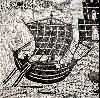 Ostia limanında bir gemi (mozaik by Roman