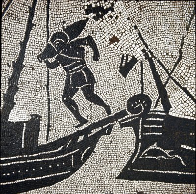 Ostia limanına dönen bir Cagliari gemisi (mozaik by Roman