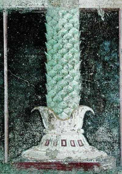 Palmiye ağacı gövdesi tarzında bir sütun kaidesi, Mısır tarzı tablolarla süslenmiş bir tabliniumdan detay, MÖ 27-14 dolayları by Roman