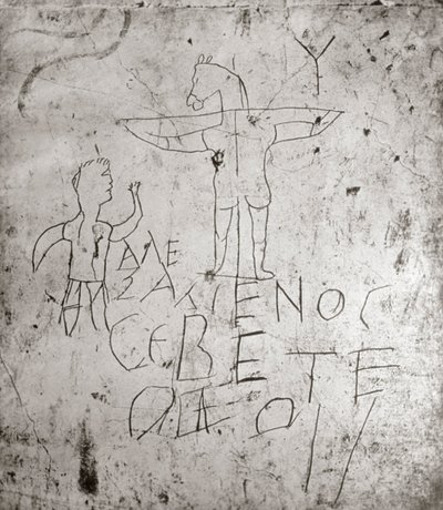 Çarmıha Gerilmenin Küfürlü graffitosu (taş) by Roman