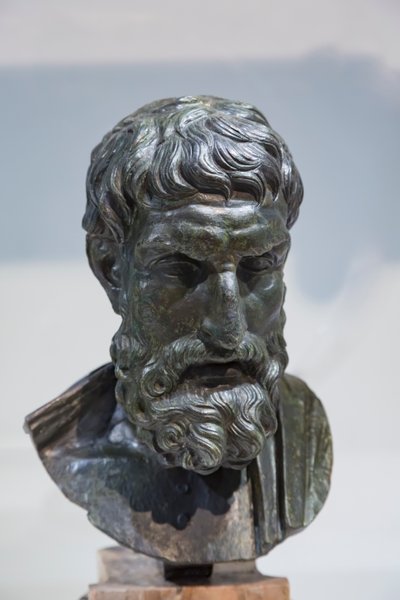 Epikuros büstü (bronz) by Roman