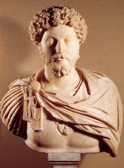 Marc Aurele büstü (121-180 AD), Roma imparatoru, Paris, Louvre Müzesi by Roman