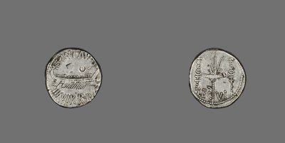 Bir Kadırgayı betimleyen Denarius, MÖ 31 (gümüş) by Roman