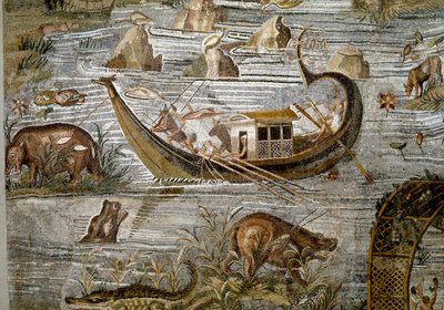 Fortune Primigenia tanrısının tapınağından Preneste (Palestrina) Nilotik mozaiğinin detayı, MÖ 80 by Roman