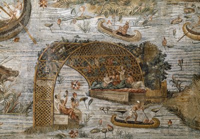 Fortune Primigenia tanrısının tapınağından Preneste (Palestrina) Nilotik mozaiğinin detayı, MÖ 80 by Roman