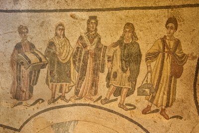 Termale giriş, zemin mozaiği, Villa Romana del Casale, Piazza Armerina, Sicilya, İtalya (fotoğraf) by Roman