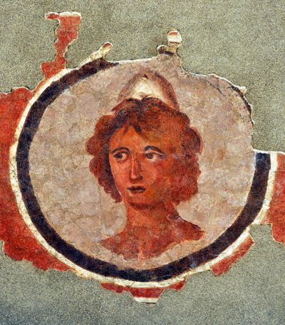 130-140 dolaylarında genç bir adamın başı (fresk) by Roman