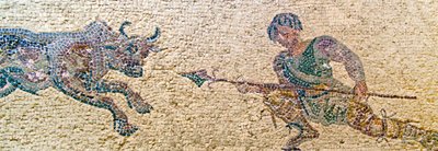Av sahnesi, Dionysos Evi, Baf, Kıbrıs (mozaik) by Roman
