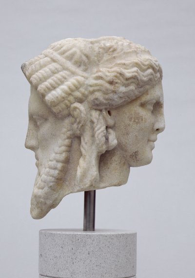 Janiform kafa, muhtemelen Dionysos ve Apollon, MS 30-50 (mermer) by Roman