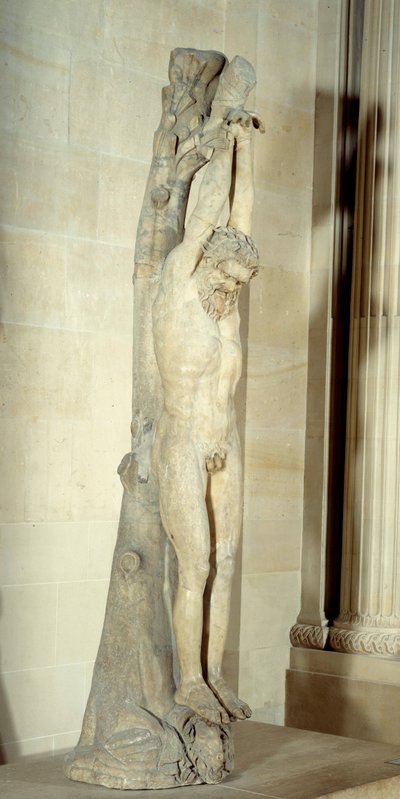Marsyas'ın bir çam kütüğünden sarkan azabı. MÖ 2. yy'ın 3. başlangıcının sonundan mermer heykel. Güneş 2,5 m Paris, Musee du Louvre by Roman