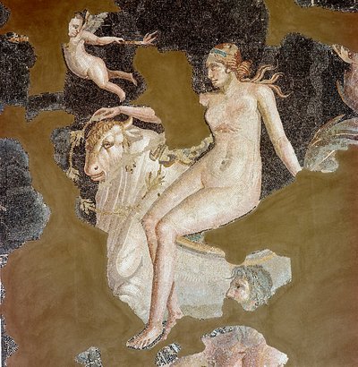 Bir deniz boğası üzerinde Nereid (mozaik by Roman