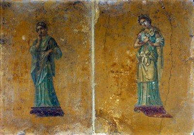 İki ilham perisinin portreleri: Polymnie ve Calliope. Pompei