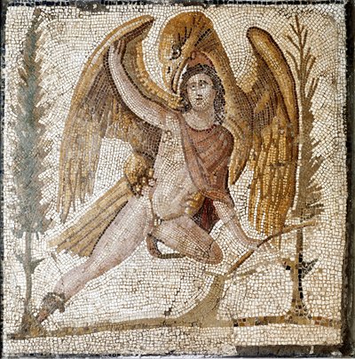 Roma sanatı: “” Ganymede bir kartal tarafından alındı””” İmparator Septius Severe ailesinin bir villasından mozaik. JC