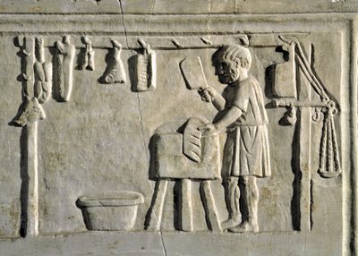 Roma sanatı: “” dükkanında bir kasap”” Bas kabartması, Roma uygarlığı, MS 2. yüzyıl, Roma, Museo della Civilta Romana - Dükkanında çalışan kasap - Taş kabartma, MS 2. yüzyıl - Roma, Museo della Civilta Romana by Roman