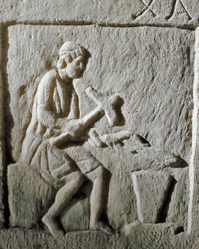 Roma sanatı: bir demircinin bir örs üzerine metal çakmasını betimleyen bir stelin detayı. Konstantinopolis