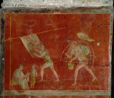 Roma sanatı: giysilerin temizlenmesini temsil eden “fulonica”””” veya “tread”” sahnesi. Pompei