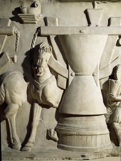 Roma sanatı: bir değirmen çarkını temsil eden alçak kabartma. 1. yüzyıl. Roma Roma Medeniyeti Müzesi by Roman
