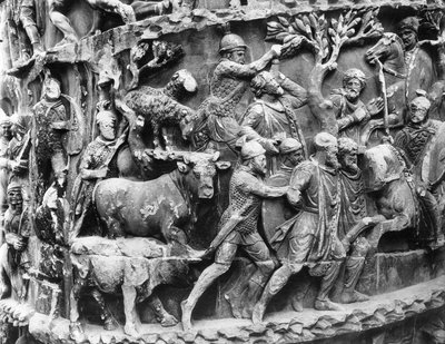 Alman tutsakların nakliyesi ve savaş ganimetleri, Marcus Aurelius'un sütunundan detay (kolonna Antonina) by Roman