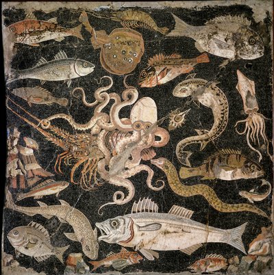 Denizaltı yaratıkları, Helenistik bir orijinalin kopyası (mozaik) by Roman