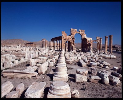 Büyük revak ve anıtsal kemerin görünümü (MS 3. yüzyılın başlarında) Fotoğraf by Roman