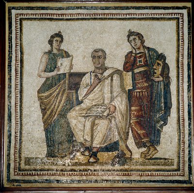 Virgil (Virgilio) ve iki ilham perisi (Clio ve Melpomene) - 3. yüzyıldan itibaren by Roman