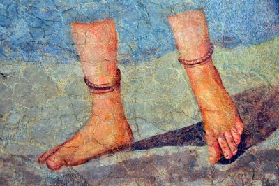 Halhal Takan Kadın Bacakları, 2. Yüzyıl Sonu - 3. Yüzyıl Başı (Fresco) by Roman