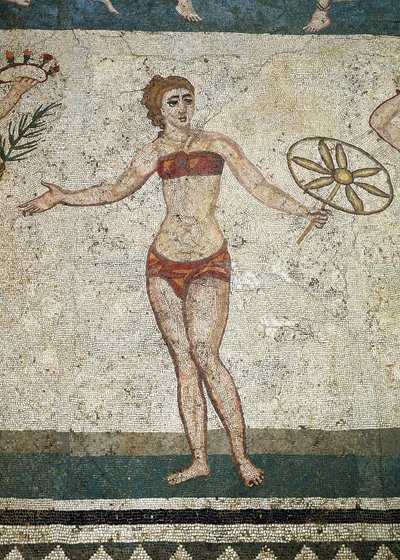 Genç Roman fiziksel egzersizler yaptı. (Mozaik detayı, MS 315-350) by Roman