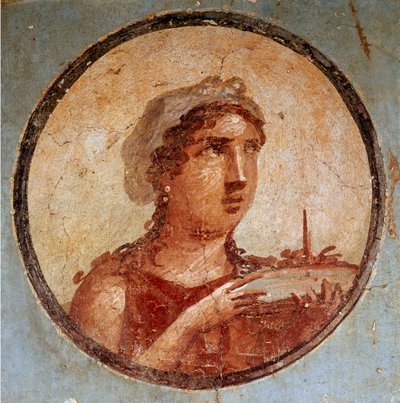 Bir tabak yemek olan genç kız (fresk by Roman