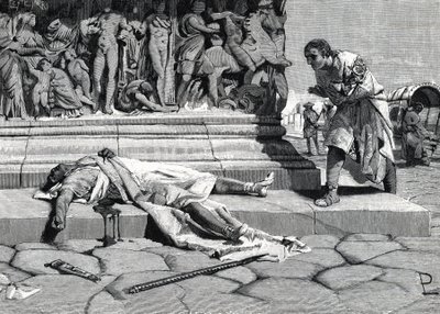 Via Appia a Roma'da bulunan Publius Clodius Pulcher'in (MÖ 92-52) cesedi (gravür) by Roman