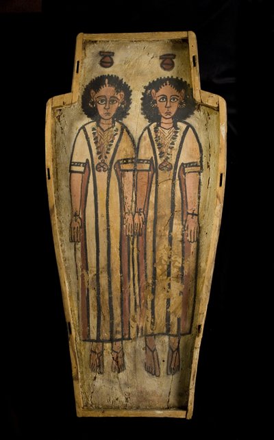Antropoid tabutun kaidesi, Yukarı Mısır, Teb, Geç Roma Dönemi, MS 175-200 arası (sıvalı ve boyalı ahşap) by Roman Period Egyptian