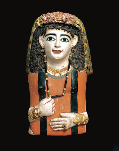 Mumya Maskesi, MS 60–70 (boyalı karton, alçı ve bitki lifleri) by Roman Period Egyptian