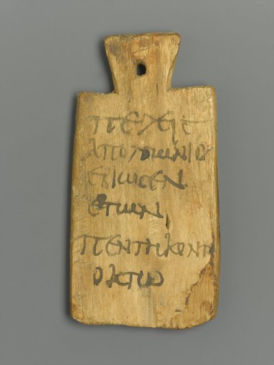 Yunanca Yazılı Mumya Künyesi (ahşap ve pigment) by Roman Period Egyptian