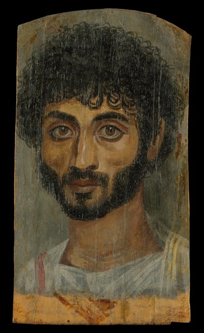 İnce yüzlü, sakallı bir adamın portresi, MS 160-180 (çama, ıhlamur ağacı) by Roman Period Egyptian