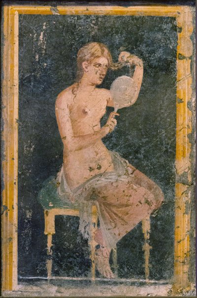 Aynalı Kadın, 1.Y. 1. yüzyıl. AD. by Roman Pompeian wall painting.