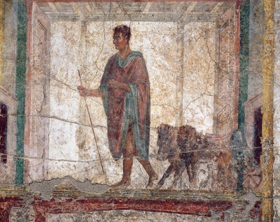 Arabaya bağlı domuz ve aslanı tasvir eden antik Roma freski ADmetus by Roman Roman