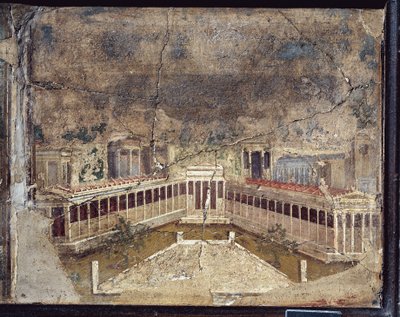 Pompeii'den arkitektonik temalı antik Roma freski by Roman Roman