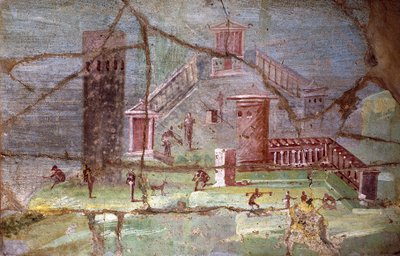 Pompeii manzarasıyla antik Roma freski by Roman Roman