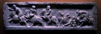 Boğa avı kabartması, Roma, MS 3. yüzyıl (mermer) by Roman Roman