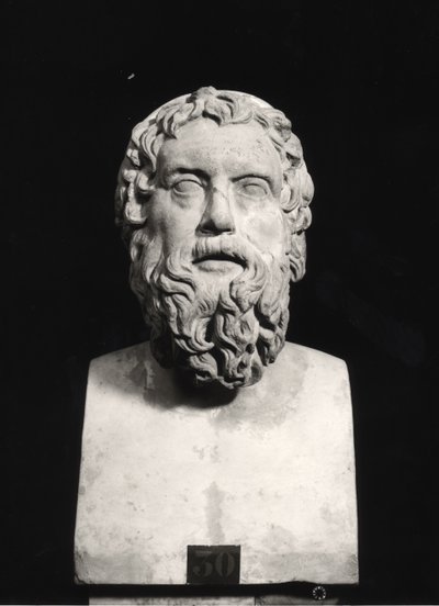 Aristophanes büstü (M.Ö.445-c.385) (mermer) (s/b fotoğraf) by Roman Roman