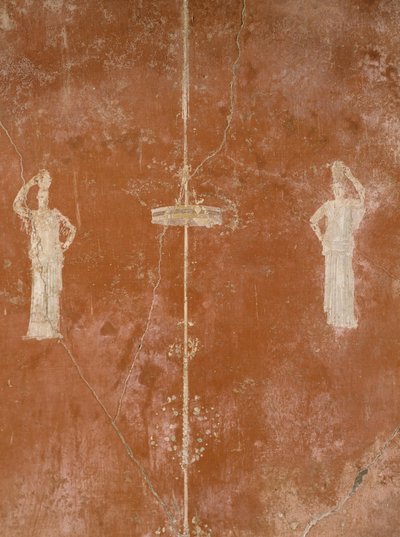 Üçüncü Pompeian Stilinde kırmızı zemin üzerine dekorasyon, Sacerdus Amandus Evi, Pompeii, Campania, Roma Medeniyeti by Roman Roman