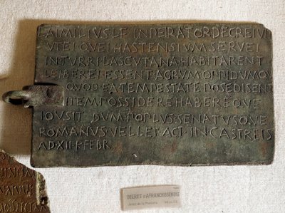 Bronz plaka üzerinde Latince posta ücreti Kararnamesi: 21 Ocak
