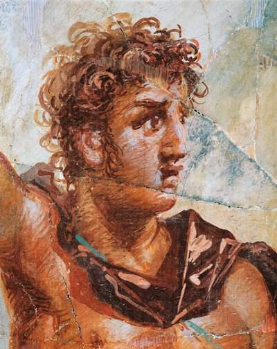 İskender (Ares) ve Stateira'nın (Afrodit) Evliliğinden İskender'i tasvir eden bir fresk detayı, Regio 6 Insula Occidentalis 39, Pompeii (UNESCO Dünya Mirası Listesi) by Roman Roman
