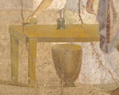 Kurban yemeğini tasvir eden fresk detayı, Yaldızlı Aşk Tanrısı Evi, Pompeii, Campania, Roma Uygarlığı by Roman Roman