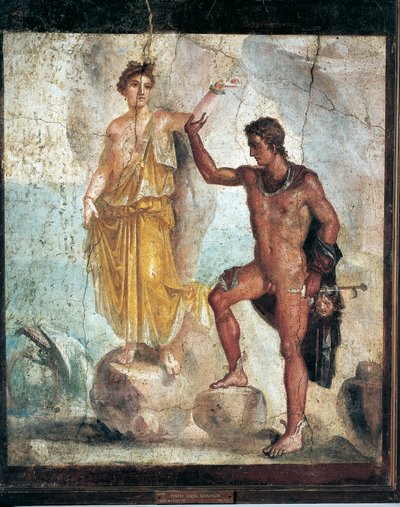 İtalya, Campania, Pompeii'den Perseus ve Andromeda'yı tasvir eden fresk, alçı üzerine resim, MS 55-79 by Roman Roman