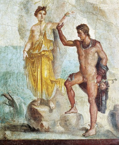 Pompei'deki Dioscuri Evi'nden Perseus'un Andromeda'yı serbest bırakmasını tasvir eden fresk by Roman Roman