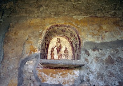 Pompeii'den bir Lararium'u tasvir eden fresk (UNESCO Dünya Mirası Listesi) by Roman Roman