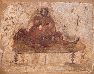 İtalya, Pompei'den erotik konuyu tasvir eden fresk by Roman Roman